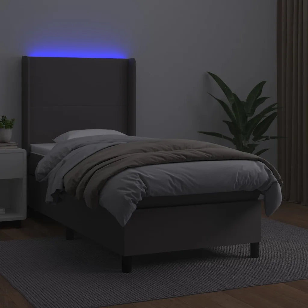 Giroletto Molle con Materasso e LED Grigio 80x200cm Similpelle 3139233
