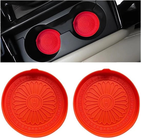 Becchi per auto in silicone - sottopanchine anti-slip - becher universali - accessori auto - tutti i veicoli - rosso.