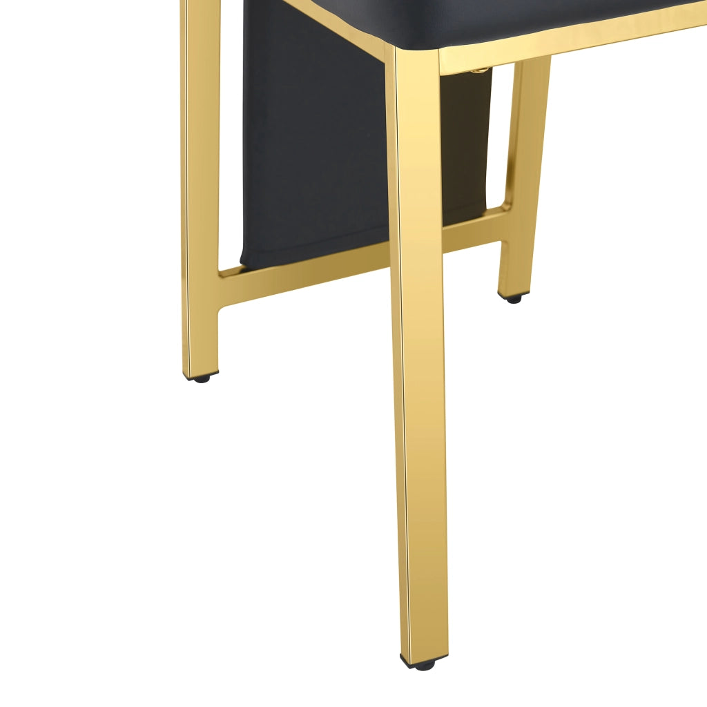 SEDIA da pranzo 109 cm in PU Nero e Metallo Oro Set da 2 pezzi