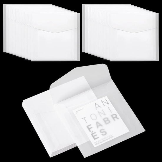 Enveloppe in Carta Piana 50 Unità - Enveloppe Trasparente - 9,9 x 9,9 cm - Carta Sostenibile - Enveloppe per Inviti - Adatta per Foto/Bolle - Enveloppe per Inviti