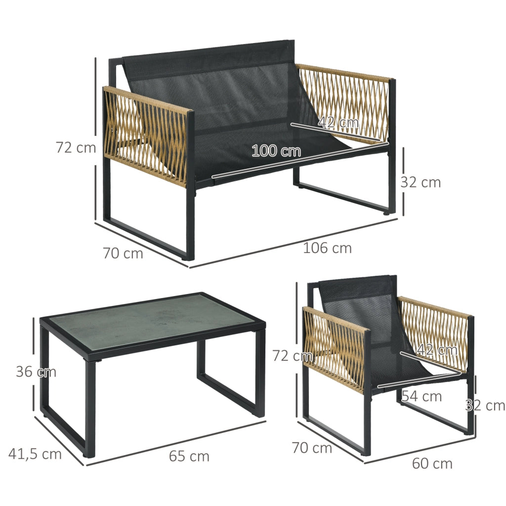 Set divano giardino 4 pezzi con 2 fauteuils e tavolino ¨C Minimal ¨C grigio