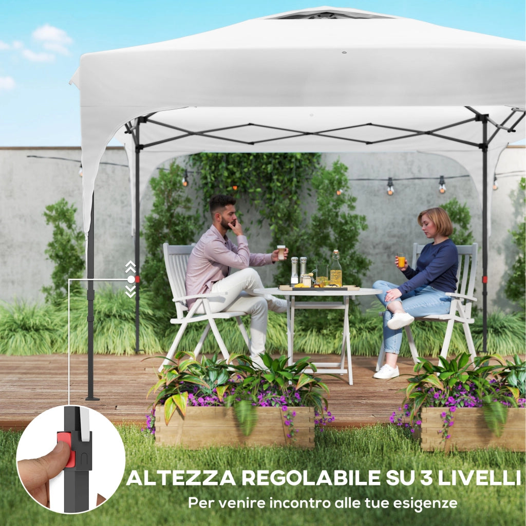 Gazebo da Giardino 3x3 m Regolabile ¨C Minimal ¨C Poliestere Acciaio Bianco