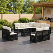 Set Divano da Giardino 12 pcs Nero polyrattan 3435883