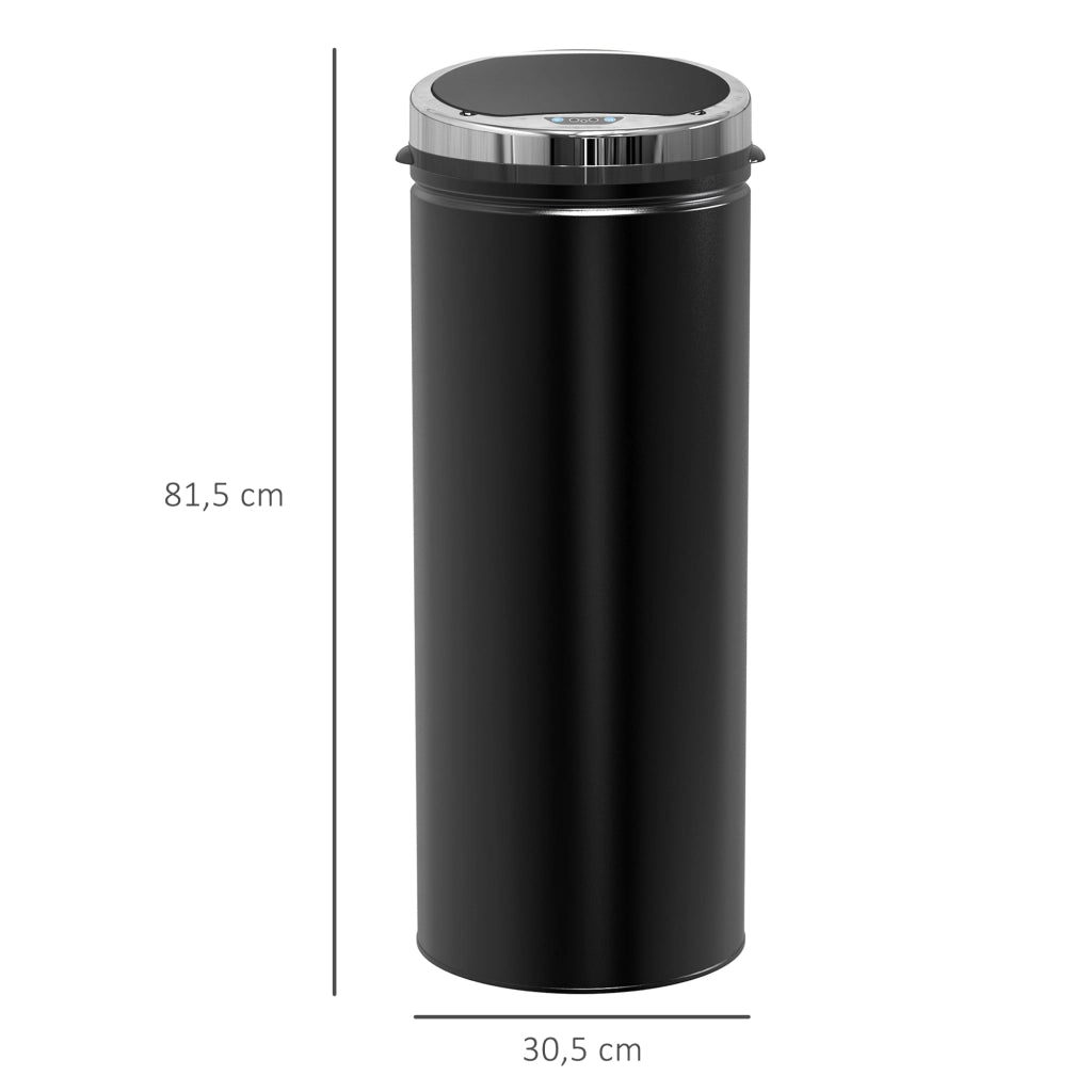 Cestino Automatico 50L ¨C Minimal ¨C Nero Acciaio Inossidabile