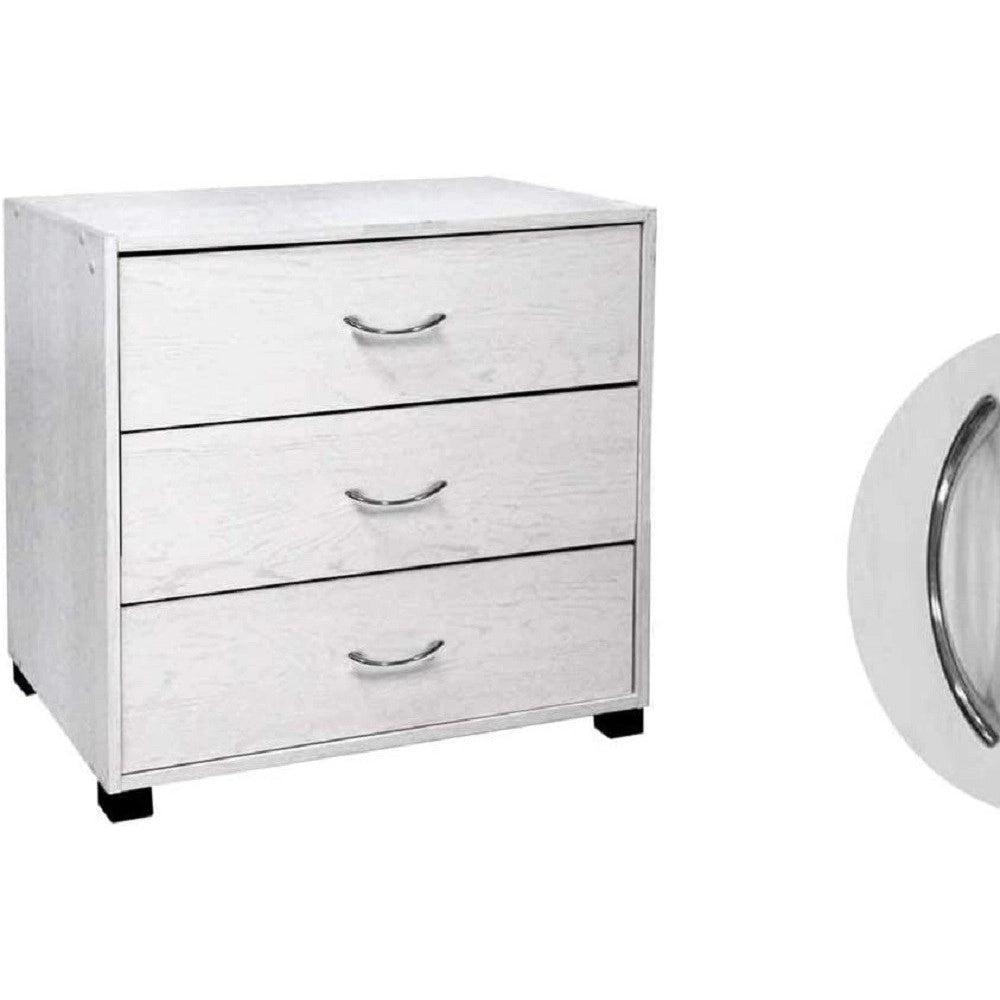 Trade Shop - Mobile Cassettiera Comodino Comò Gaia 3 Cassetti Bianco Legno 68x40x64cm 768675 -