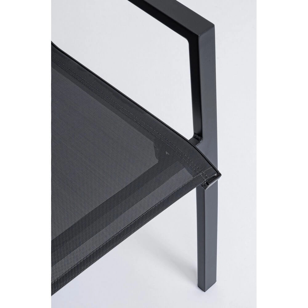 Set di 4 Sedie da Esterno con Braccioli in Alluminio e Textilene - SOLIDITY