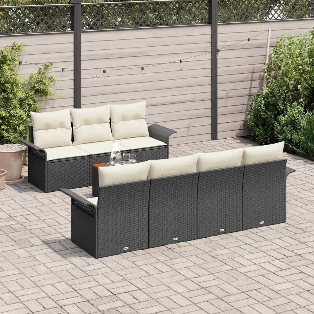 Set Divano da Giardino con cuscino 8 pcs Nero polyrattan 3347285