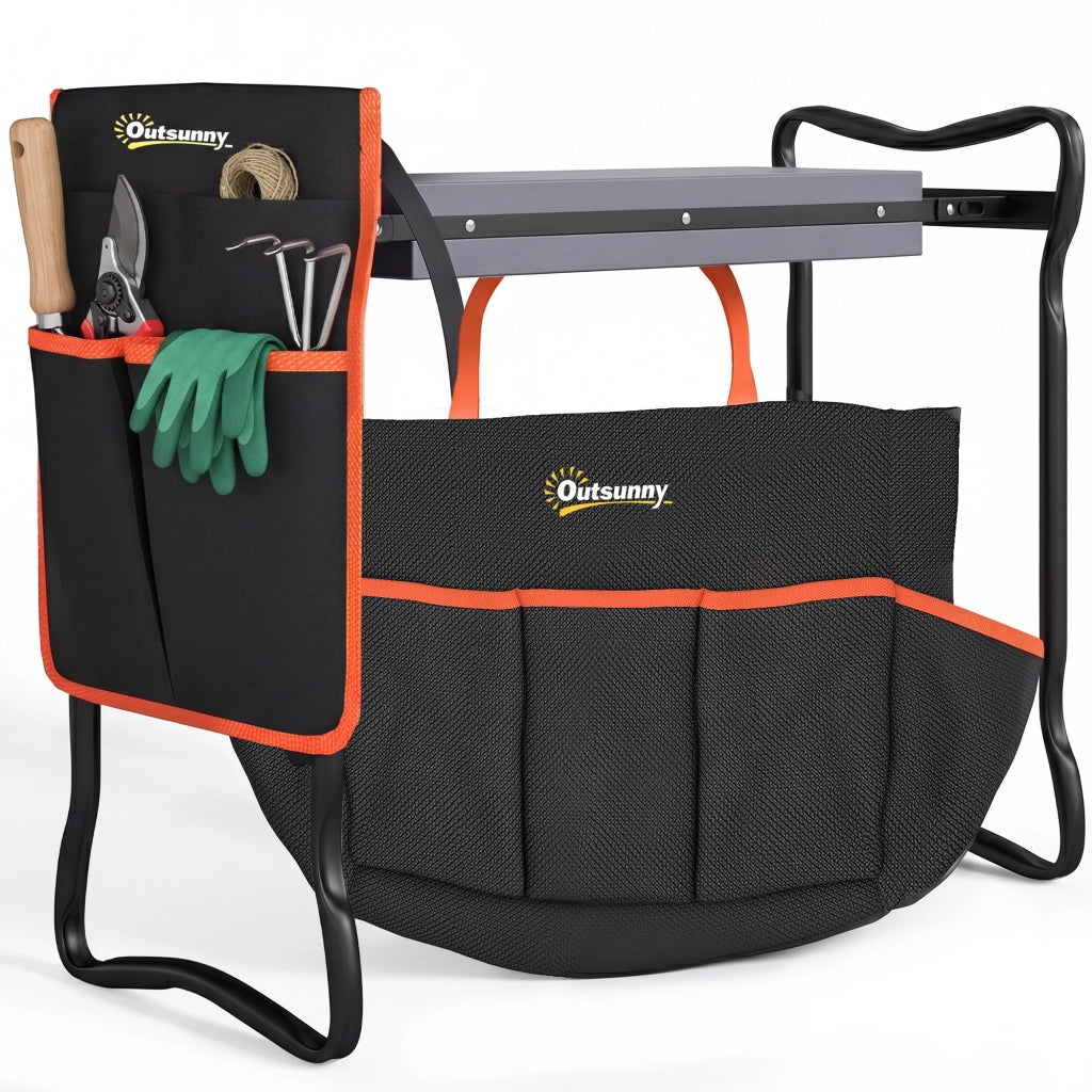 Sgabello Pieghevole da Giardino ¨C Xylo ¨C con Cuscino EVA e Marsupio Portattrezzi Carico 150kg