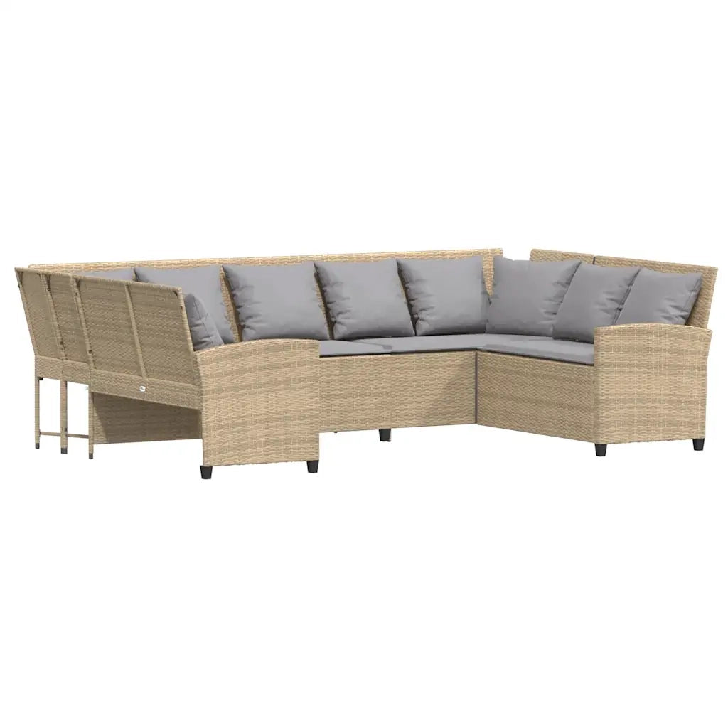 Divano da Giardino con Cuscini in Polyrattan Beige