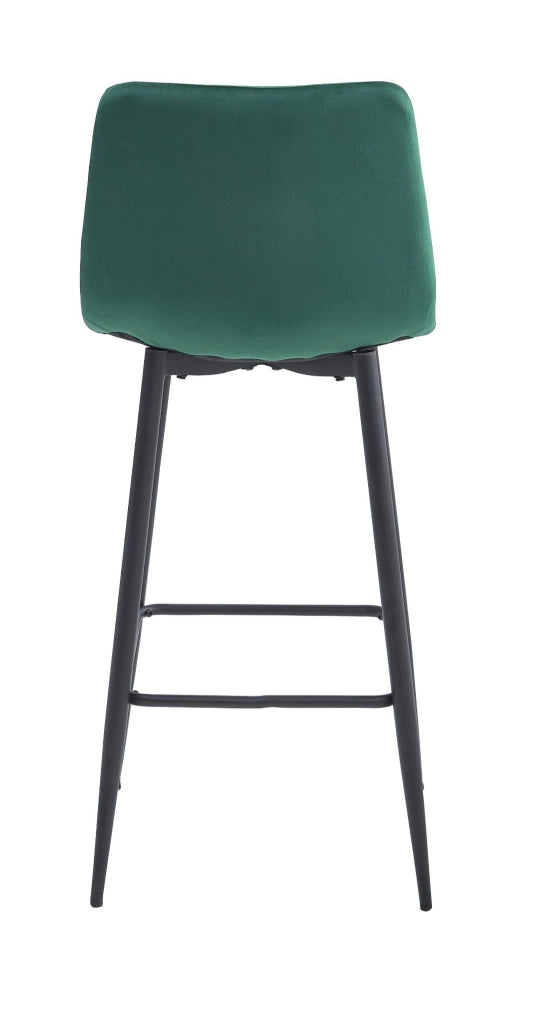 Sgabelli da bar Valora TEOTO in velluto verde scuro con gambe in acciaio nero x2