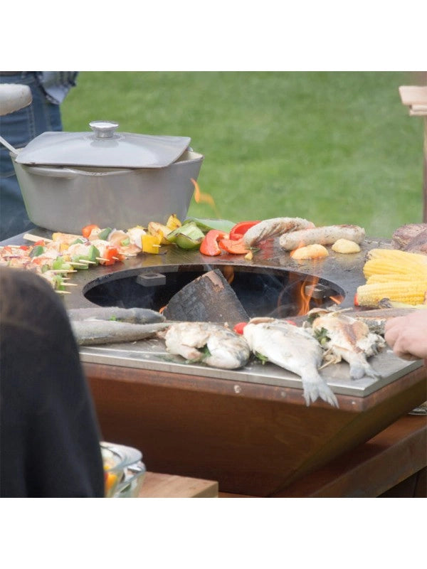 Braciere da giardino, Barbecue con griglia in acciaio - G1 corten