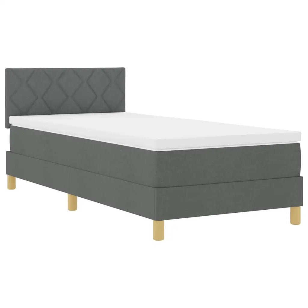 Letto a Sorgente LED con led Grigio scuro 90 x 190 cm Tessuto