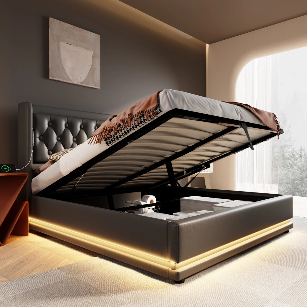 letto imbottito pu nero 150 x 210 cm