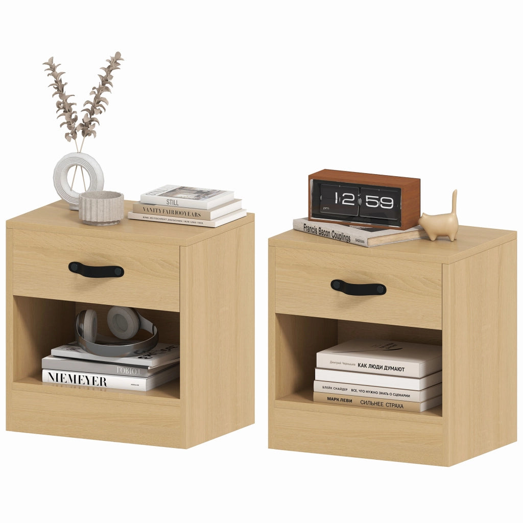 Tavolino da Salotto con Cassetto e Ripiano Aperto ¨C Zephmum ¨C Naturale 39x28x41 cm