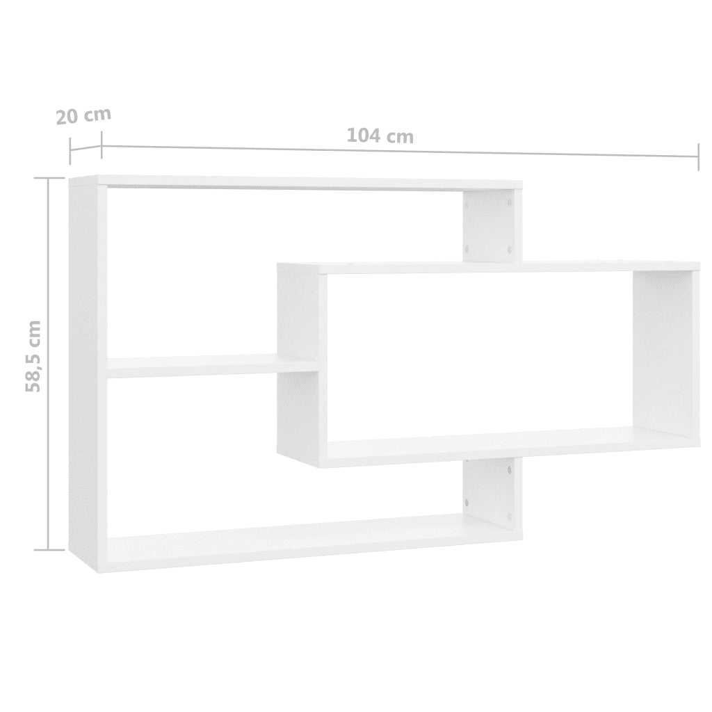 Mensole a Muro | Scaffale Parete | Ripiano a parete Bianche 104x20x58,5 cm in Legno Multistrato