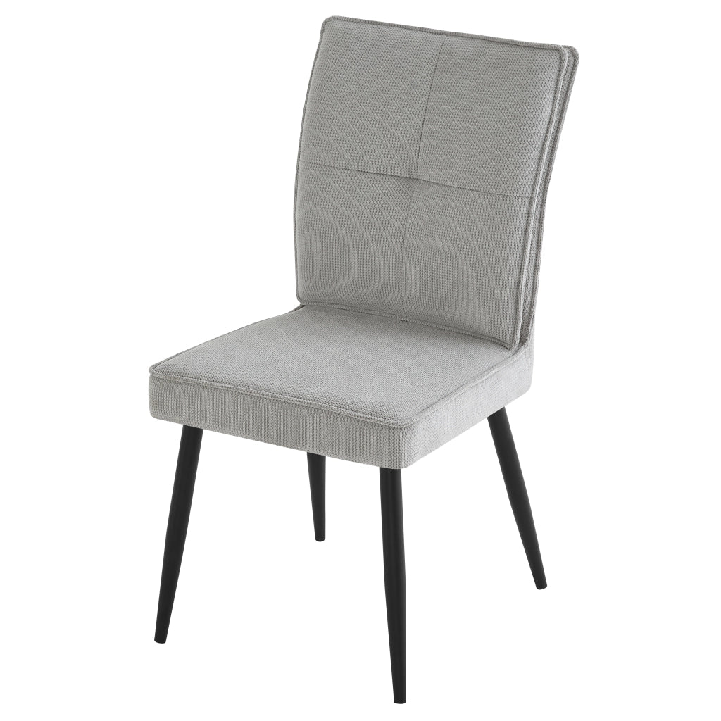 Set di 2 sedie da pranzo in tessuto con motivo pied-de-poule, gambe in metallo, colore grigio chiaro