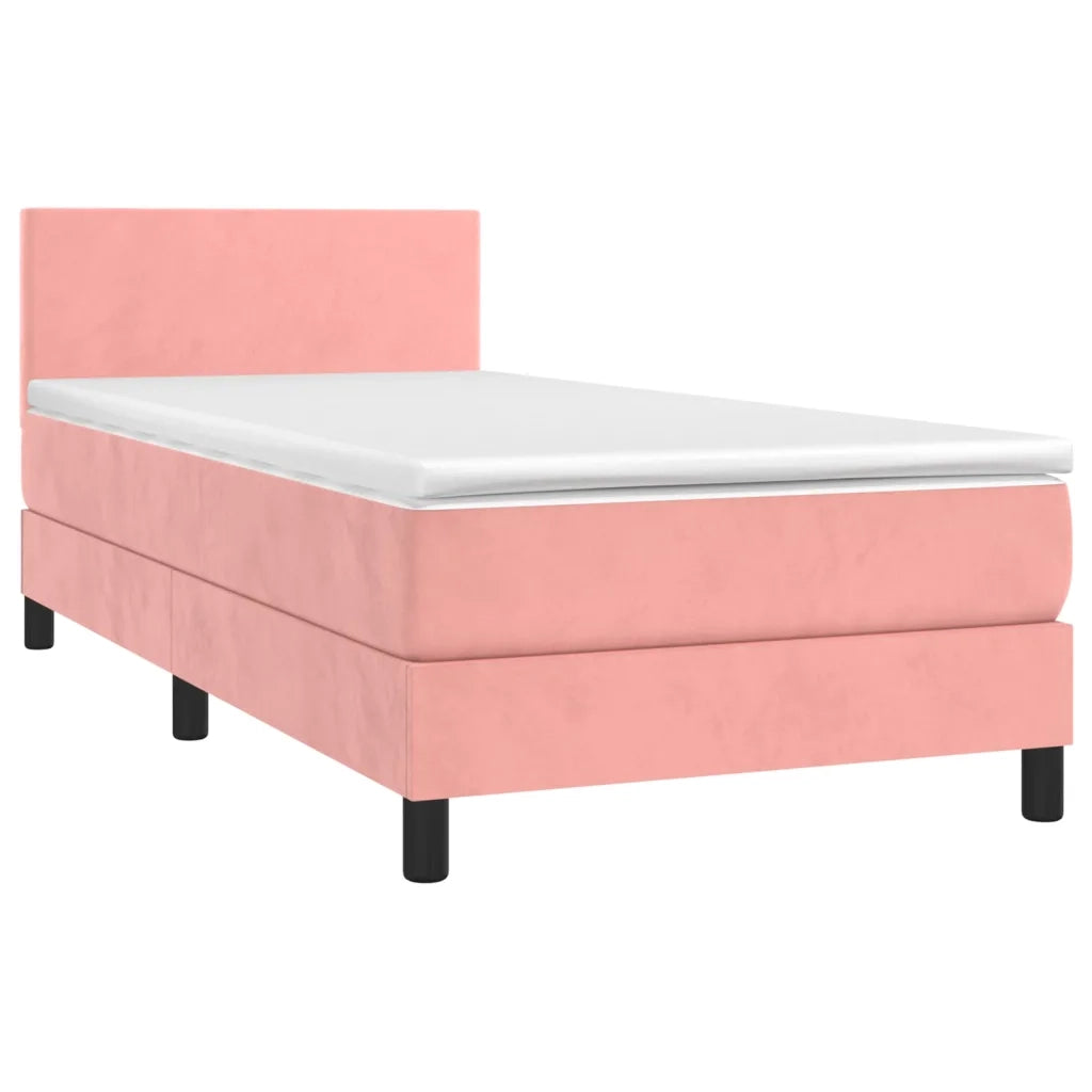 Giroletto a Molle con Materasso-Struttura Letto Rosa 80x200 cm in Velluto 282130
