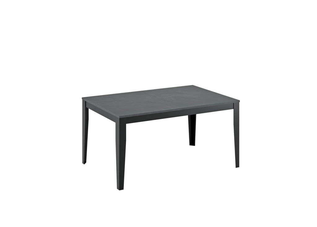 Tavolo allungabile Big, Top in melaminico cemento grigio, base in metallo nero, dimensioni 156/316x90x76 cm - Tavolo da pranzo moderno