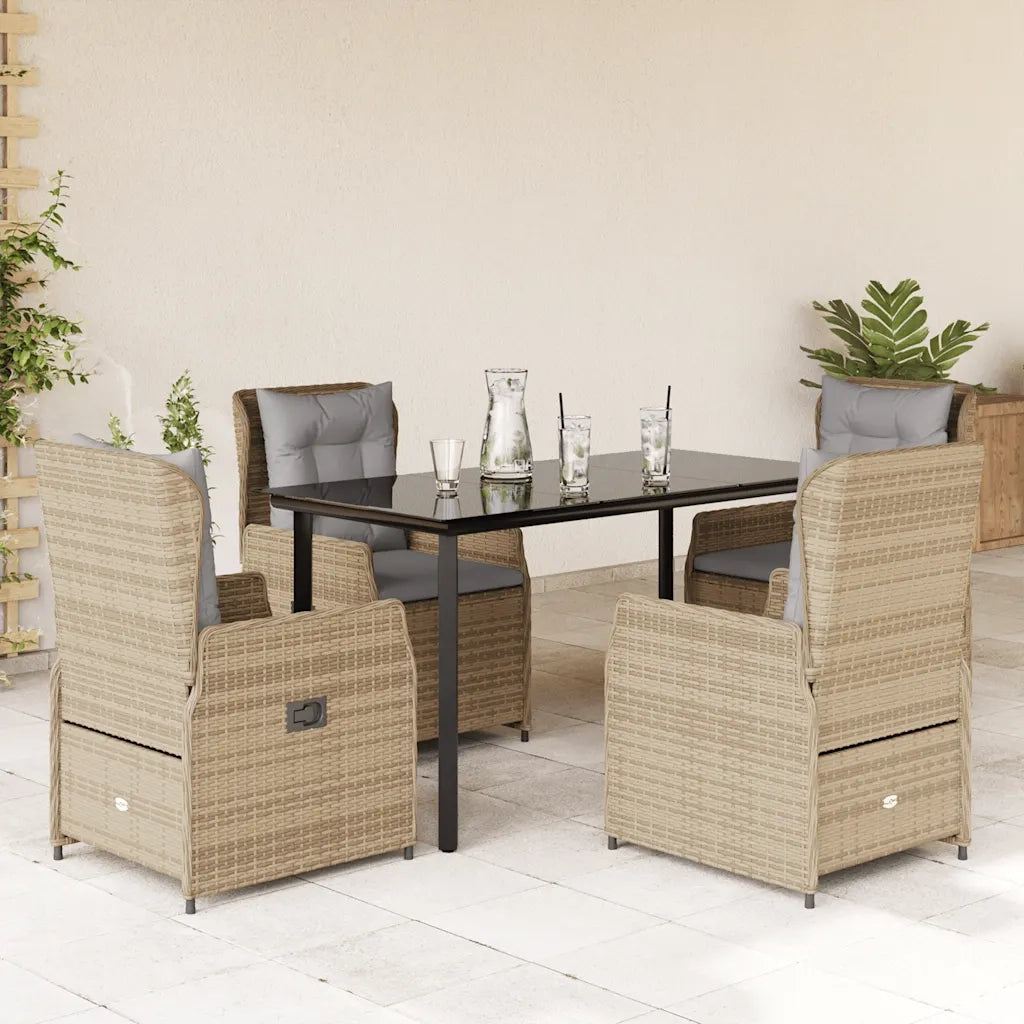 Set da Pranzo da Giardino 5 pz con Cuscini Beige in Polyrattan 3262877