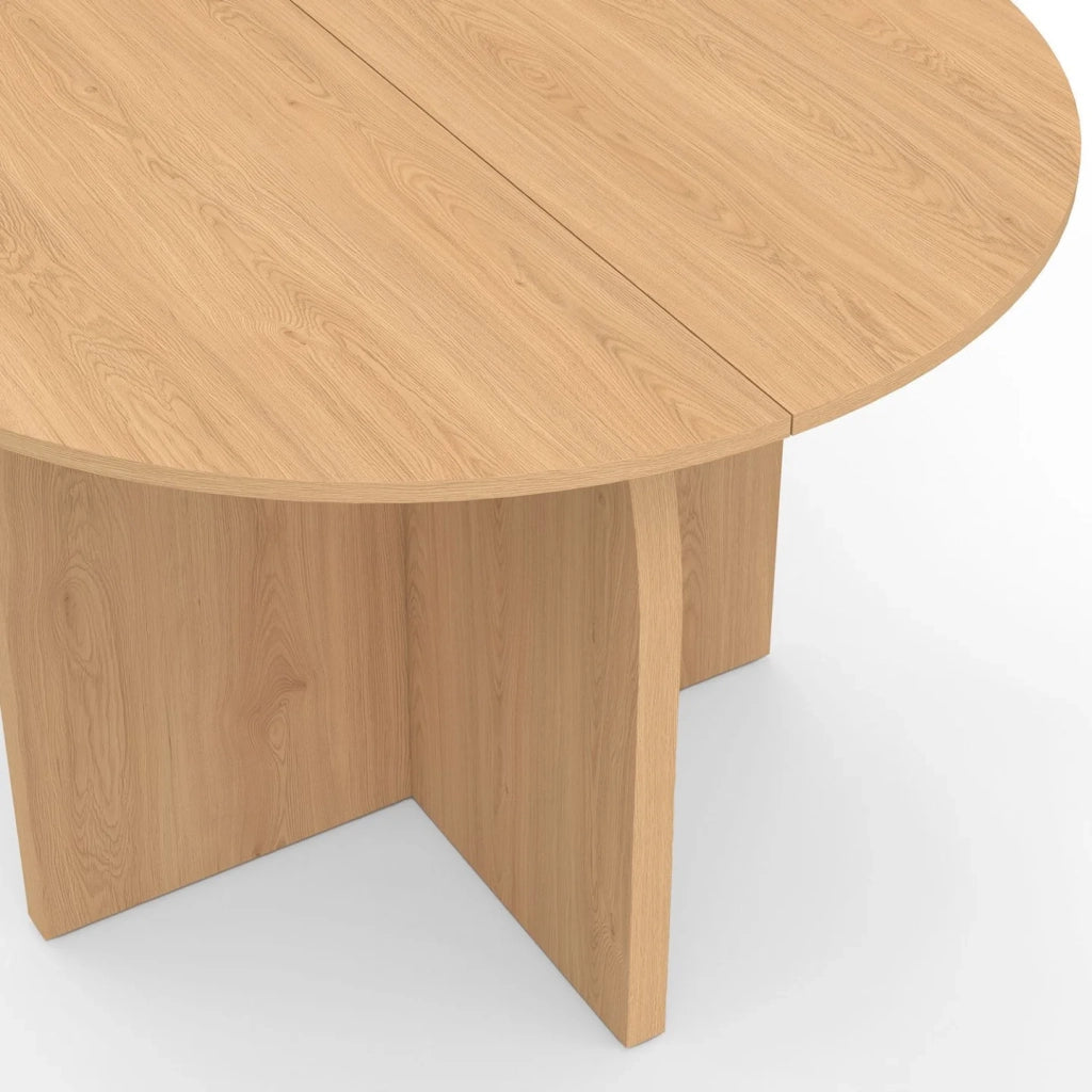 IDMarket - Tavolo da pranzo fisso japandi rotondo EDITH 6 persone effetto legno faggio 110 cm