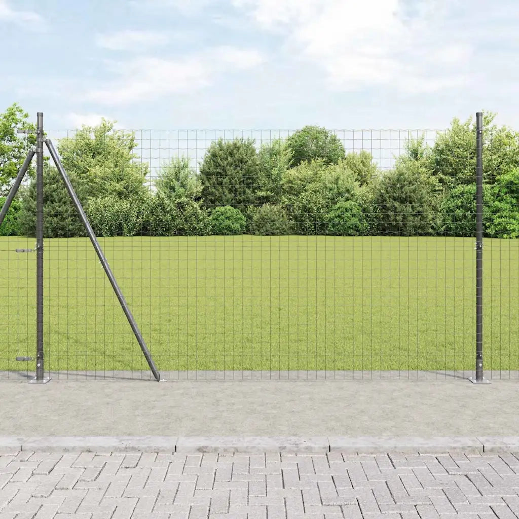 Recinzione con Posto Grigio 1,6 x 10 m Acciaio e PVC
