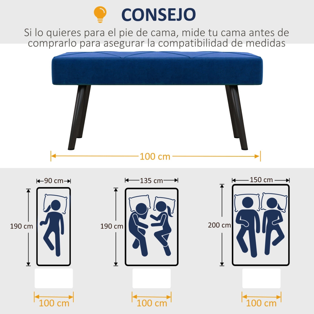 Piediera con Cuscino ¨C zephmum ¨C Blu Scuro 100x36x45 cm