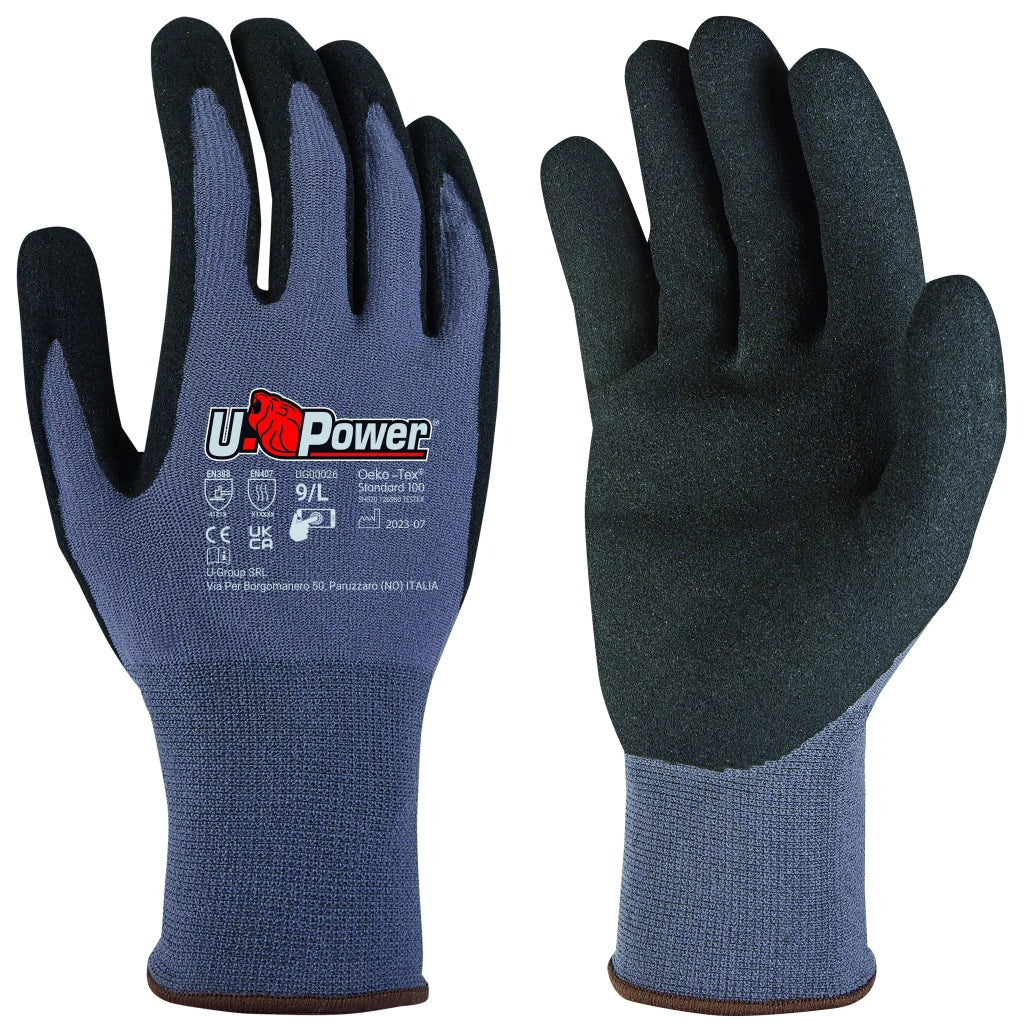 U-Power GUANTI DA LAVORO MERENGUE IN NYLON/NA2 TECHNOLOGY Col. Grigio/Nero  tg. 9 12.00 paia