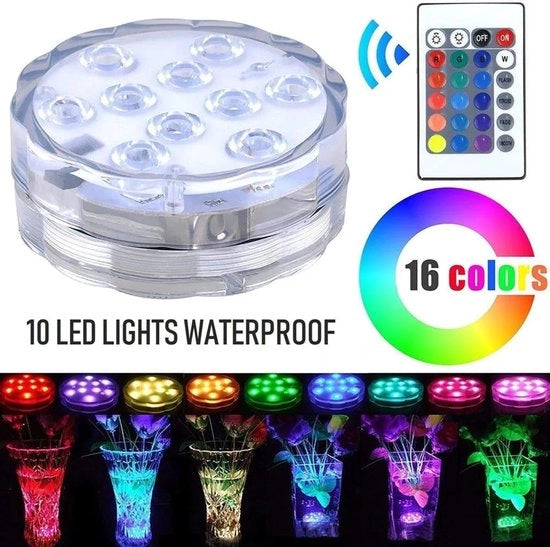 Lampada LED subacquea con 10 perle LED, IP68 impermeabile.