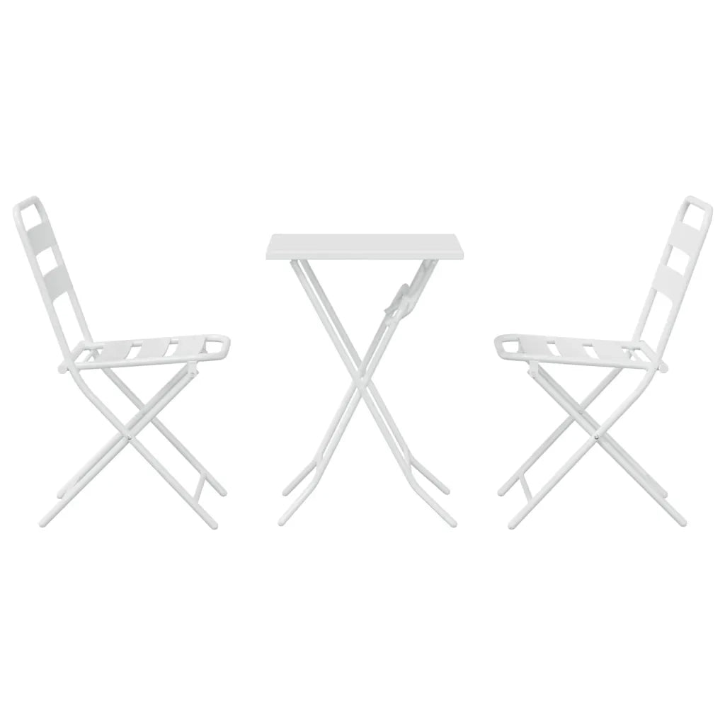 Set Bistro da Giardino 3 pcs Bianco Acciaio