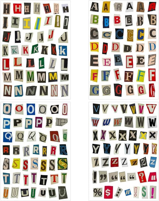 Etichette alfabetiche 181 pezzi - Etichette per lettere - Etichette per cartelle - Stickers per album - Stickers per artigianato - Pergamena colorata - Acqua resistente
