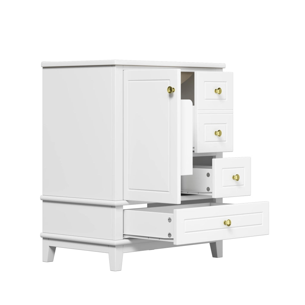 Mobile bagno con lavabo; 3 cassetti e 1 anta soft-close per bagno; in MDF e ceramica; bianco lucido; 61×47×86 cm
