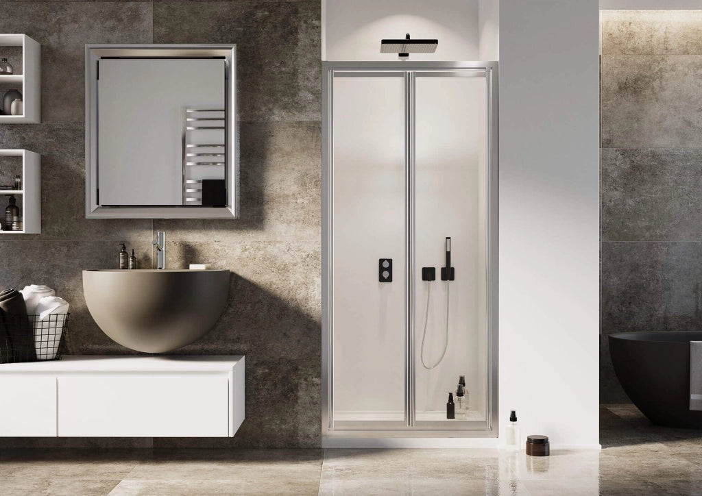 Porta Doccia 75 cm 2 Ante Battenti in Cristallo Trasparente 4mm H185 Fosterberg Skagen