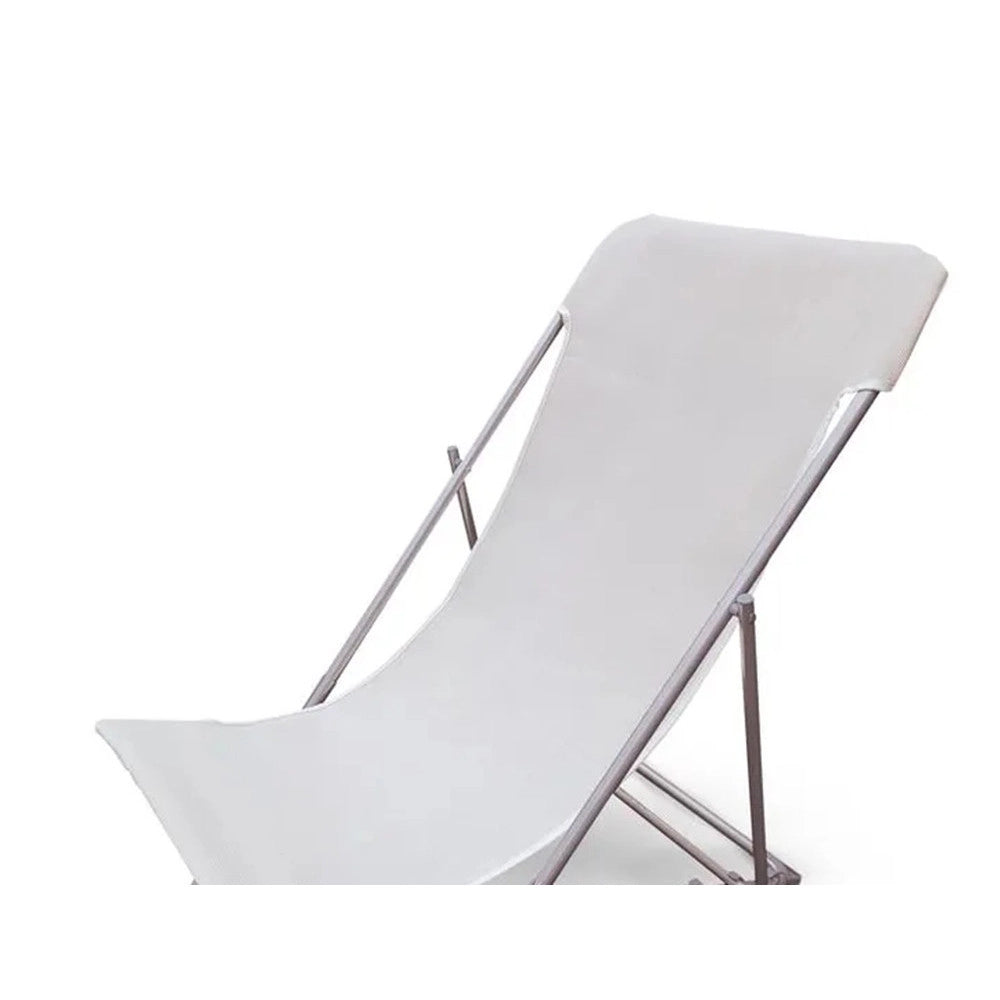 Trade Shop - Sdraio Sedia Da Spiaggia Mare Campeggio Giardino Esterno 281003 Pieghevole 52x76x91cm - Bianco