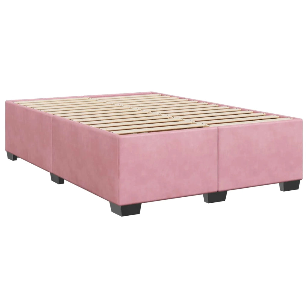 Letto box spring con materasso Rosa 140 x 200 cm Velluto 3455131