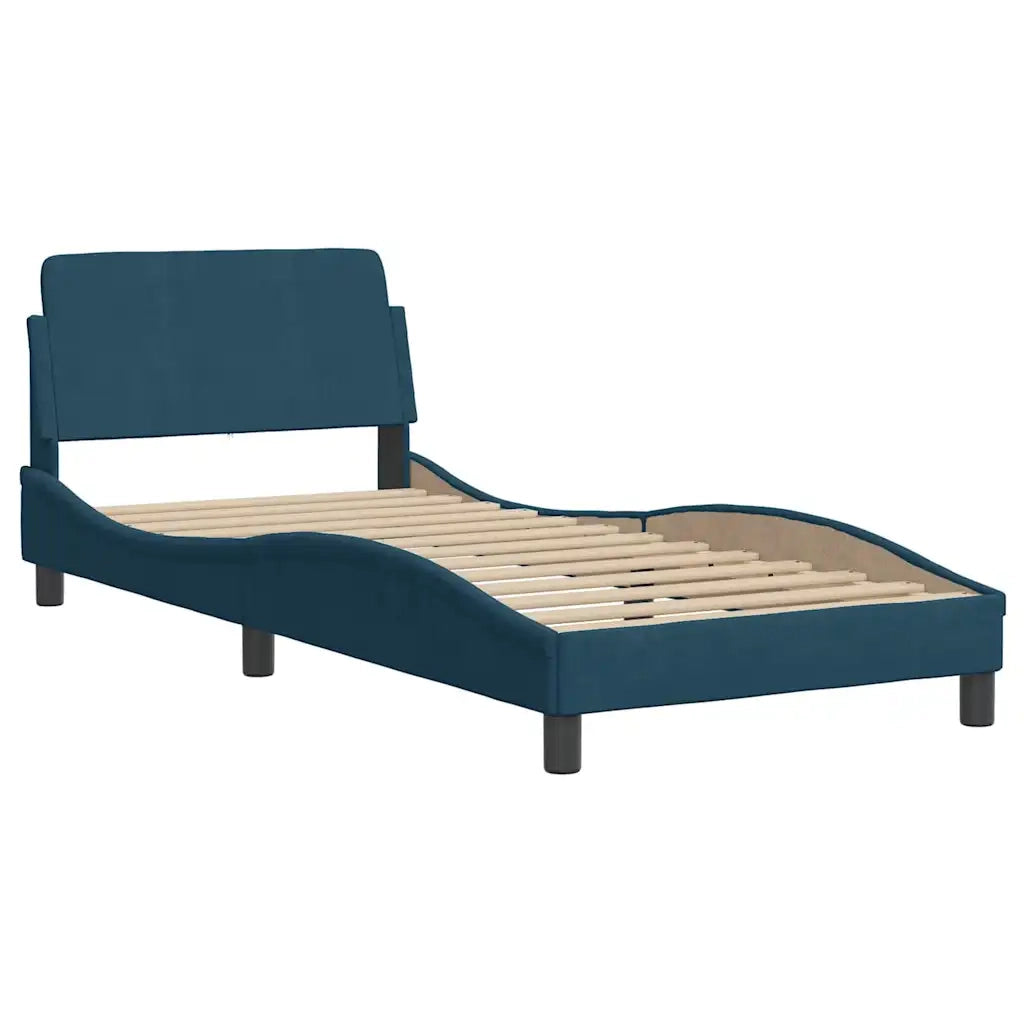 Giroletto con LED senza Materasso-Struttura Letto con LED Hanko Blu 80x200 cm in Velluto