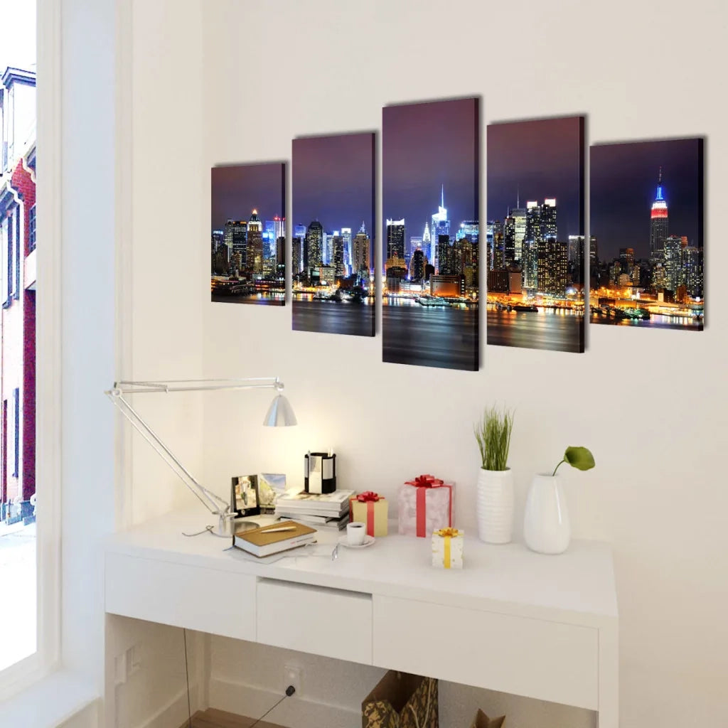 Set Stampa su Tela da Muro Panorama New York a Colori 200x100cm CFW2982296