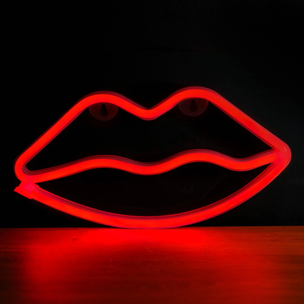 Lampada al neon per bocca con gancio a parete e porta USB-A Rosso Avizar