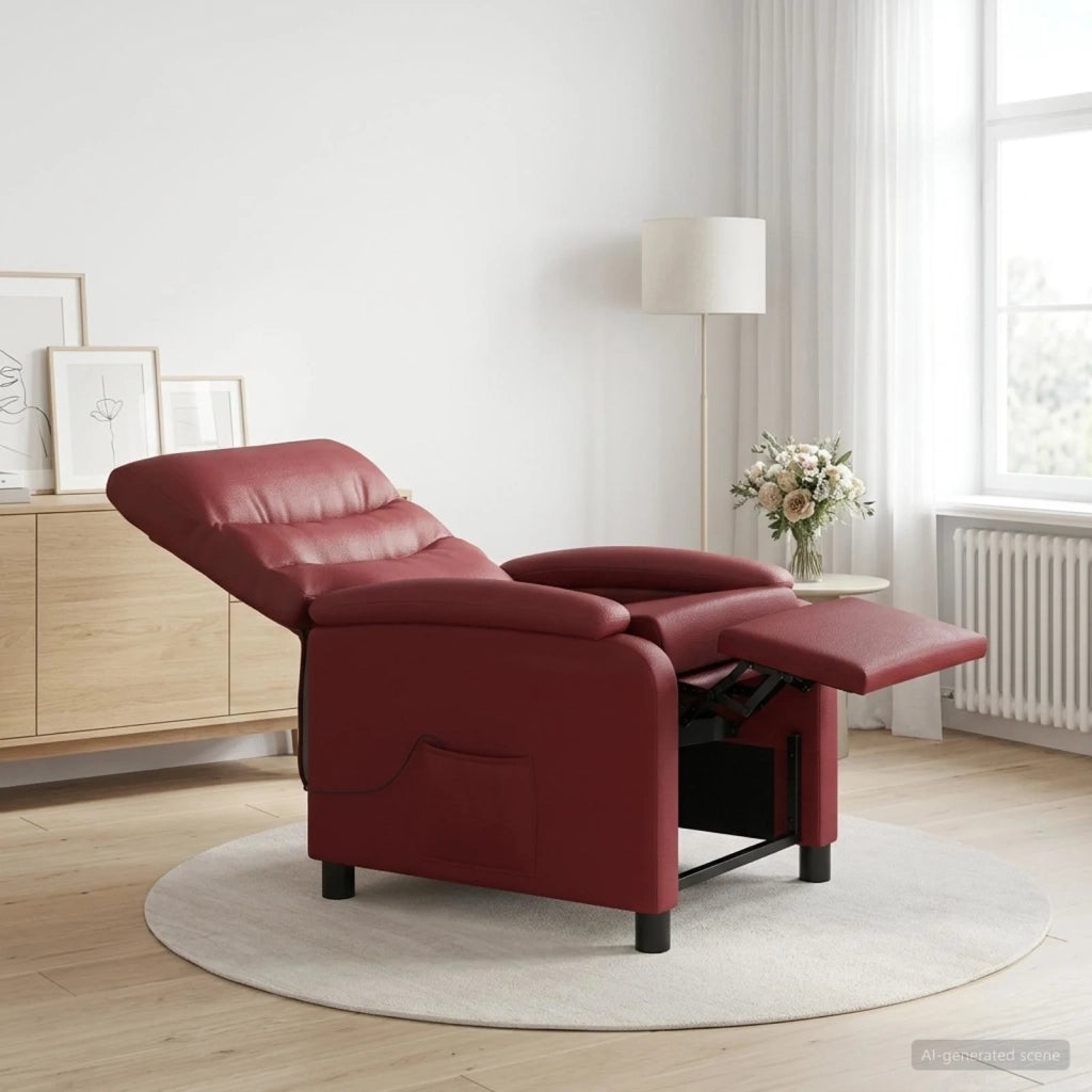 Divano Sedia-Poltrona Massaggiante Rosso Vino Similpelle 773721