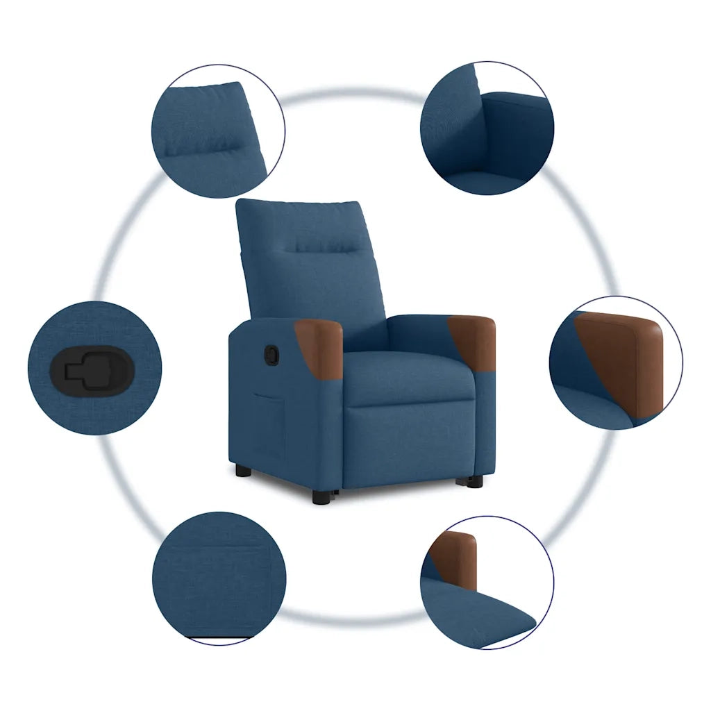 Poltrona | Sedia Relax Alzapersona Reclinabile Blu in Tessuto
