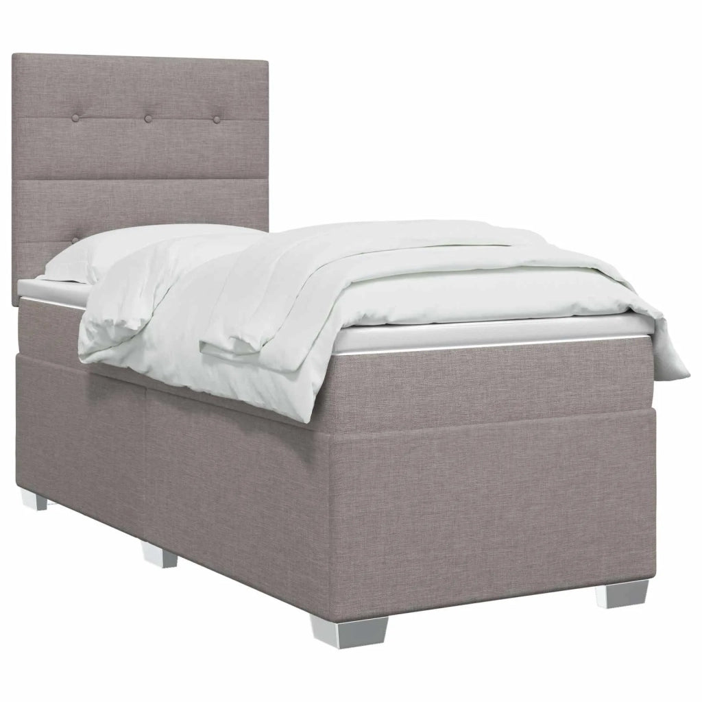 Letto box spring con materasso Tortora 100 x 200 cm Tessuto 3454807