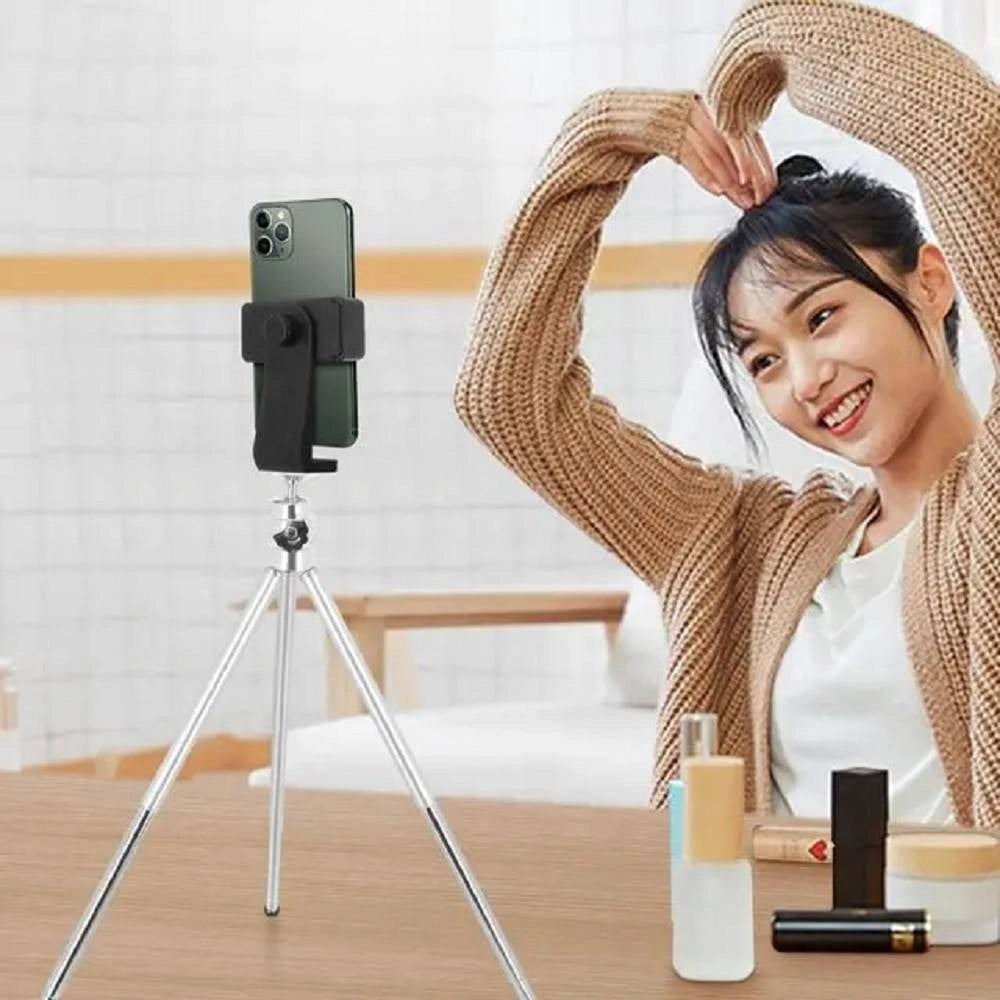 Trade Shop - Treppiede Ruotabile A 360° Tripod A 3 Sezioni Telescopico Per Smartphone Hd-3057 -
