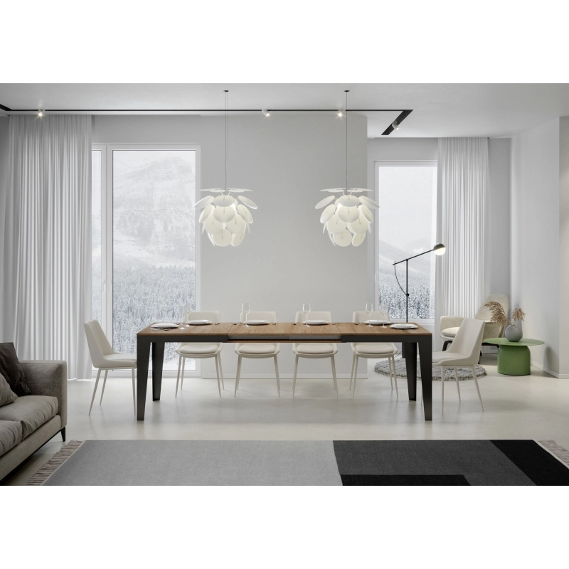 Tavolo allungabile 90x160/264 cm Flame Evolution telaio Antracite - Quercia Natura