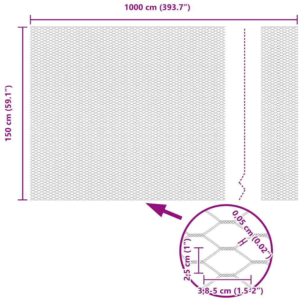 Recinzione Esagonale Argento 1,5 x 10 m Acciaio zincato 42005654
