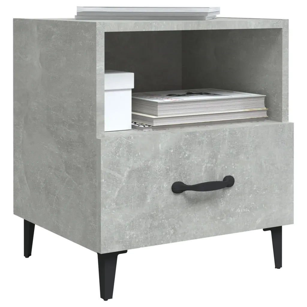Comodini 2 pz-Set di 2 Tavolino da notte Grigio Cemento in Legno Multistrato 515918