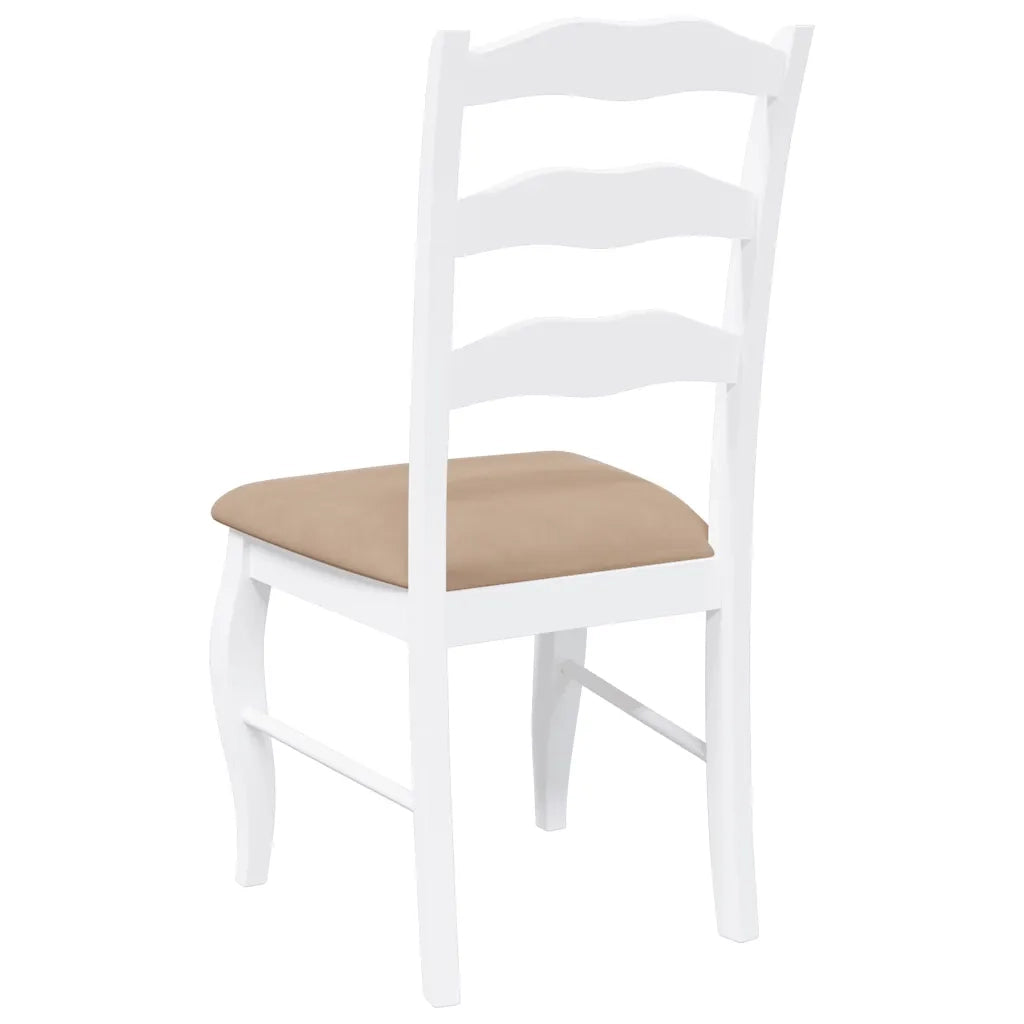 Sedie da Pranzo con Cuscini 2 pz | Sedie da cucina Bianco Legno Massello di Hevea