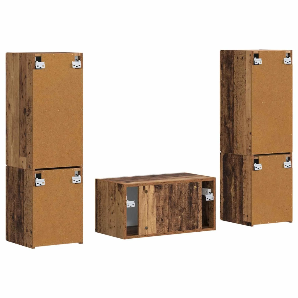 Set mobile TV 5 pz-Credenza per TV Legno vecchio Legno multistrato 335670