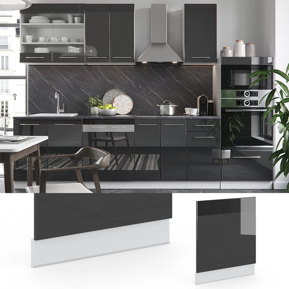 Pannello frontale Fame-Line Antracite lucido/Bianco 60 cm, PL Marmo Vicco