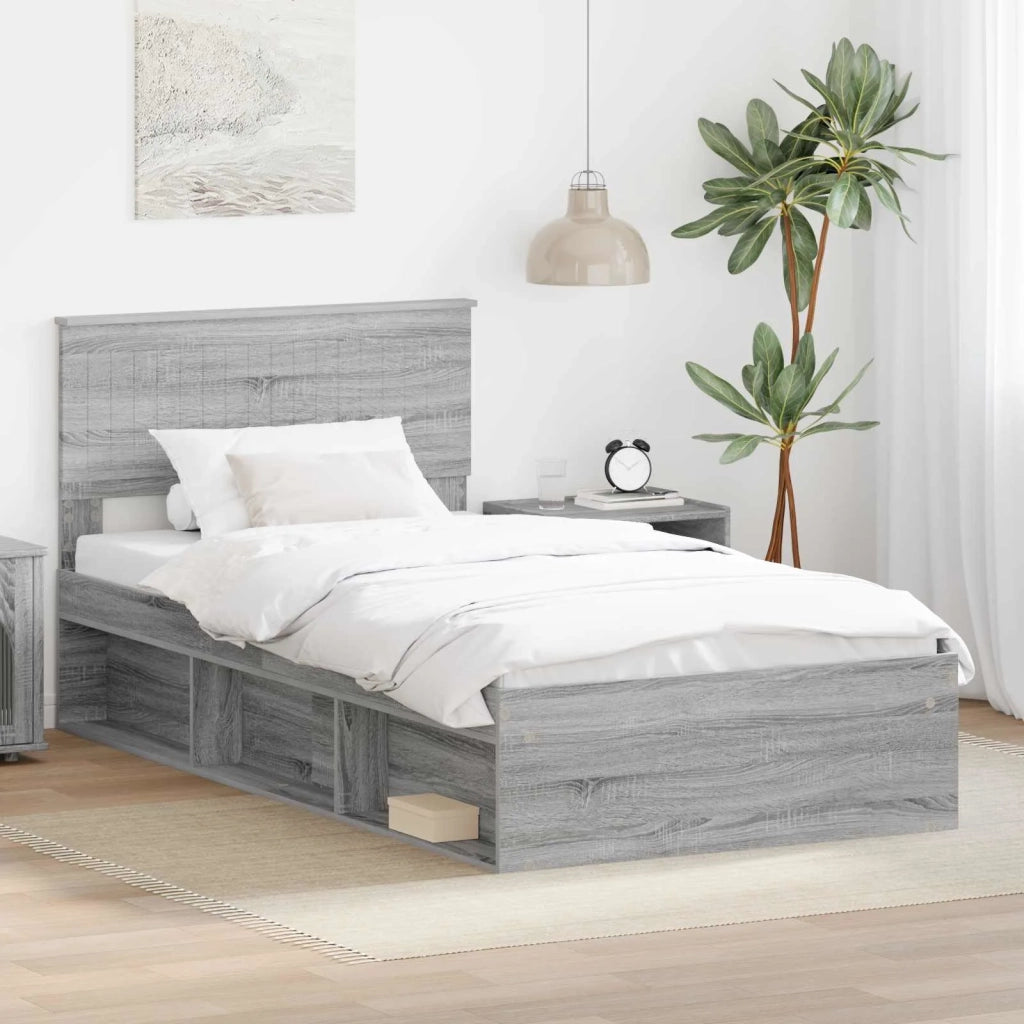 Struttura del letto-Giroletto Grigio Sonoma 100 x 200 cm Pino massello 413809