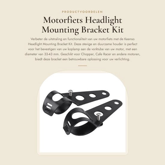 Supporto lampo da capo - Adatto per 33-43 mm - Realizzato in acciaio inossidabile di alta qualità - Resistentente agli urti - Duraturo - Per Chopper/Cafe Racer - Supporto per motocicletta