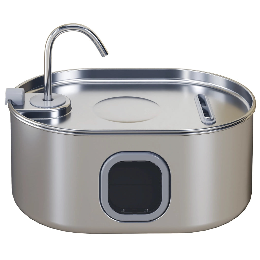 Fontanella per Gatto da 7L con Luce LED e Spazzola, in Acciaio Inox 304, 32x22.1x22.3 cm, Argento